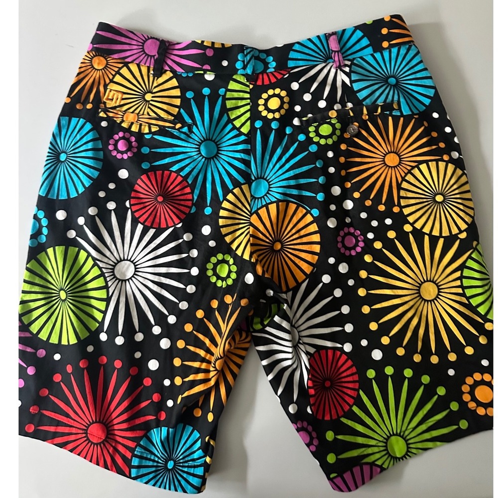 Loudmouth Mens Golf Shorts Size 36 Multicolor Sunburst Geometric Psychedelic LM - Picture 2 of 8